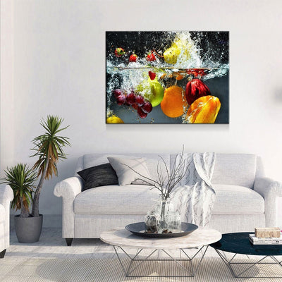 Fruit Splash Kitchen Canvas Wall Art - AlphaWallArtCo