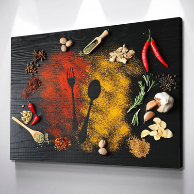 Circle Of Spices Kitchen Canvas Wall Art - AlphaWallArtCo