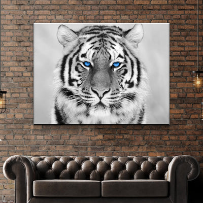 White Tiger Portrait Canvas Wall Art - Animals Wall Art - AlphaWallArtCo