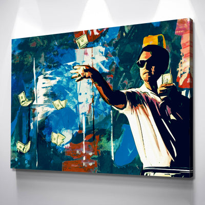 Wolf Of Wall Street Leonardo Throwing Money Canvas - AlphaWallArtCo