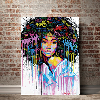 Afro Girl Canvas Wall Art - AlphaWallArtCo