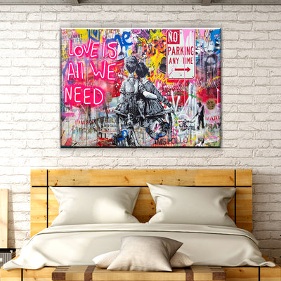  Love Is All We Need Graffiti Canvas Wall Art - Street Graffiti - AlphaWallArtCo