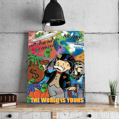 The World Is Yours Monopoly Man Canvas Wall Art - AlphaWallArtCo
