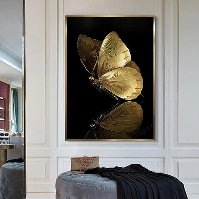 Golden Butterfly Canvas Wall Art - AlphaWallArtCo