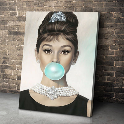 Audrey Hepburn Bubblegum Canvas Wall Art|Modern Wall Art|AlphaWallArt