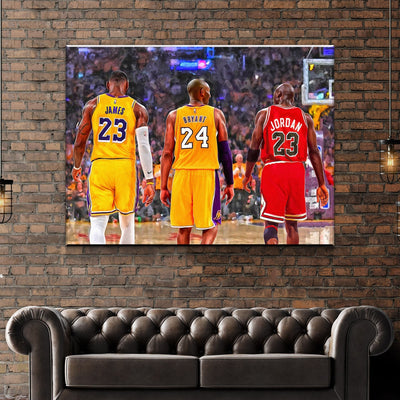 Lebron, Kobe, Jordan Canvas Wall Art - NBA Canvas - AlphaWallArtCo