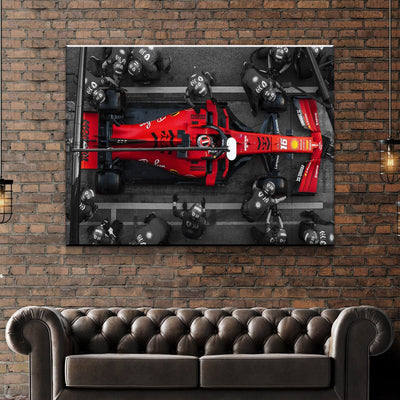 Formula One Pit Stop Red Canvas Wall Art - AlphaWallArtCo