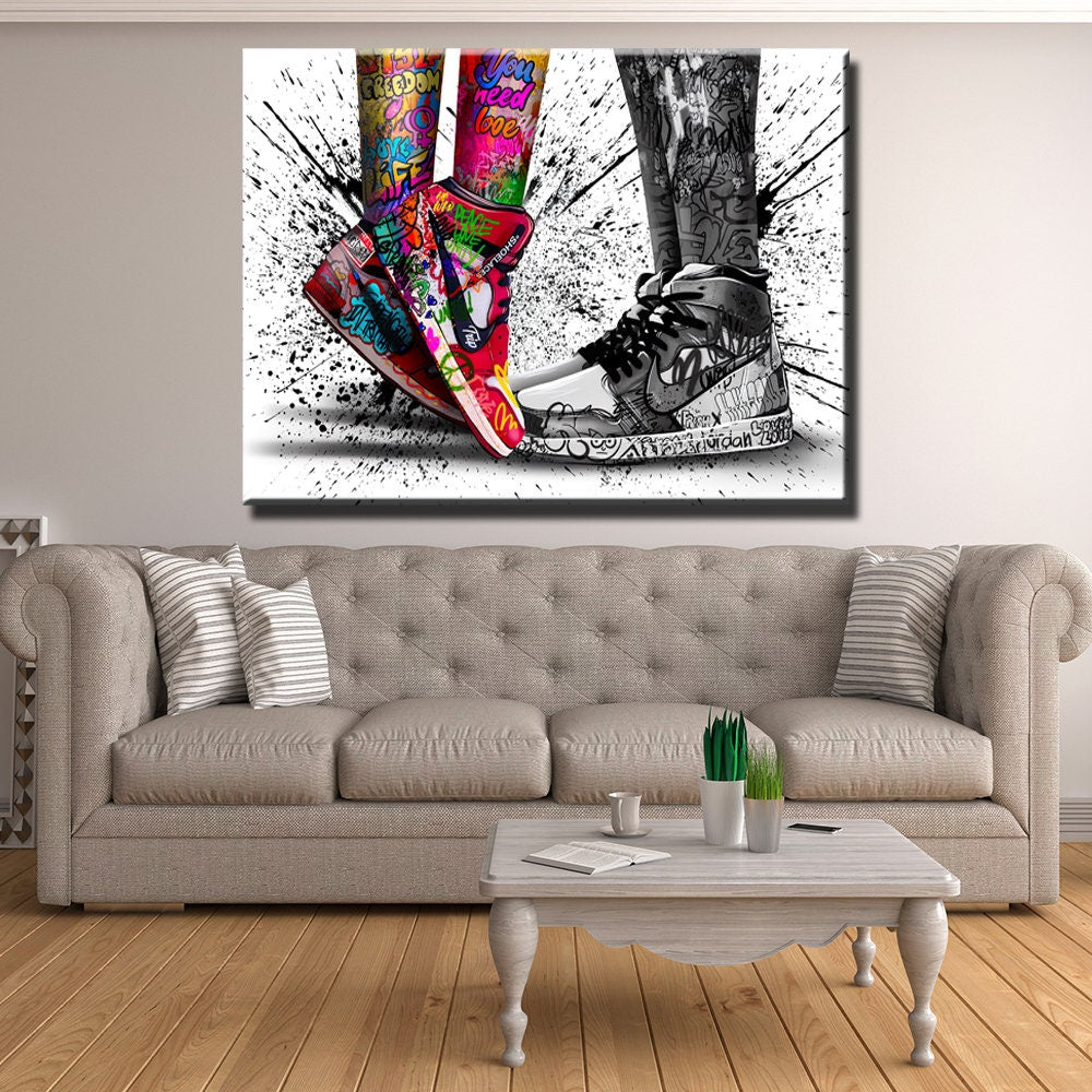 Jordan Love Couple Graffiti Canvas Wall Art - Main Image