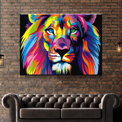 Abstract Colorful LionAbstract Colorful Lion Canvas Wall Art | Modern Wall Art |AlphaWallArt