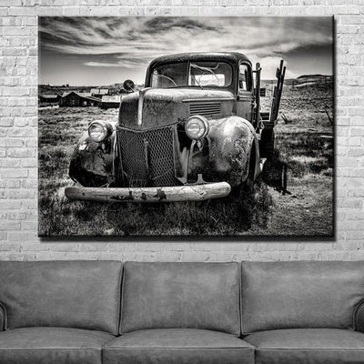 Abandoned Truck Canvas Wall Art | Modern Wall Art | AlphaWallArt