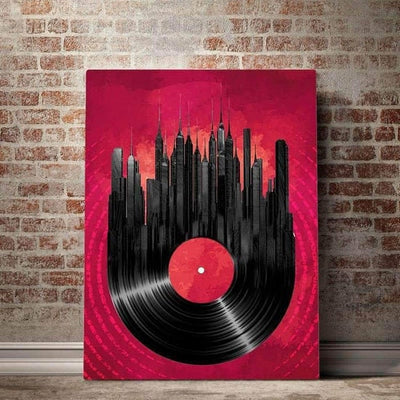Vinyl Skyline Canvas Wall Art - AlphaWallArtCo