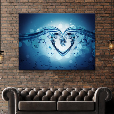 Water Splash Heart Canvas Wall Art - AlphaWallArtCo