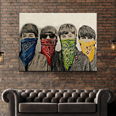 Banksy Beatles Bandanas Street Graffiti Canvas Wall Art|AlphaWallArt