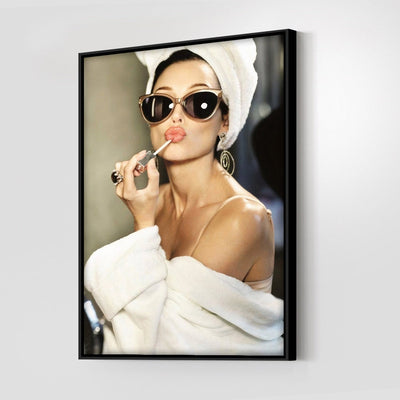 Audrey Hepburn Lipstick Canvas Wall Art|Neon Canvas Art|AlphaWallArt