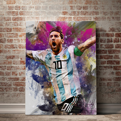 Lionel Messi Abstract Canvas Wall Art - AlphaWallArtCo