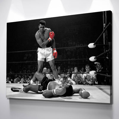 Muhammad Ali Over Liston Black and White Canvas Wall Art