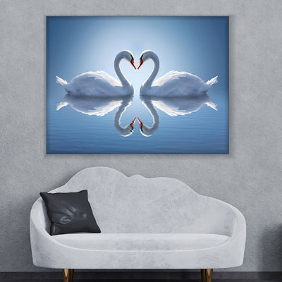 Swan Heart Canvas Wall Art | Bathroom Decor | AlphaWallArtCo